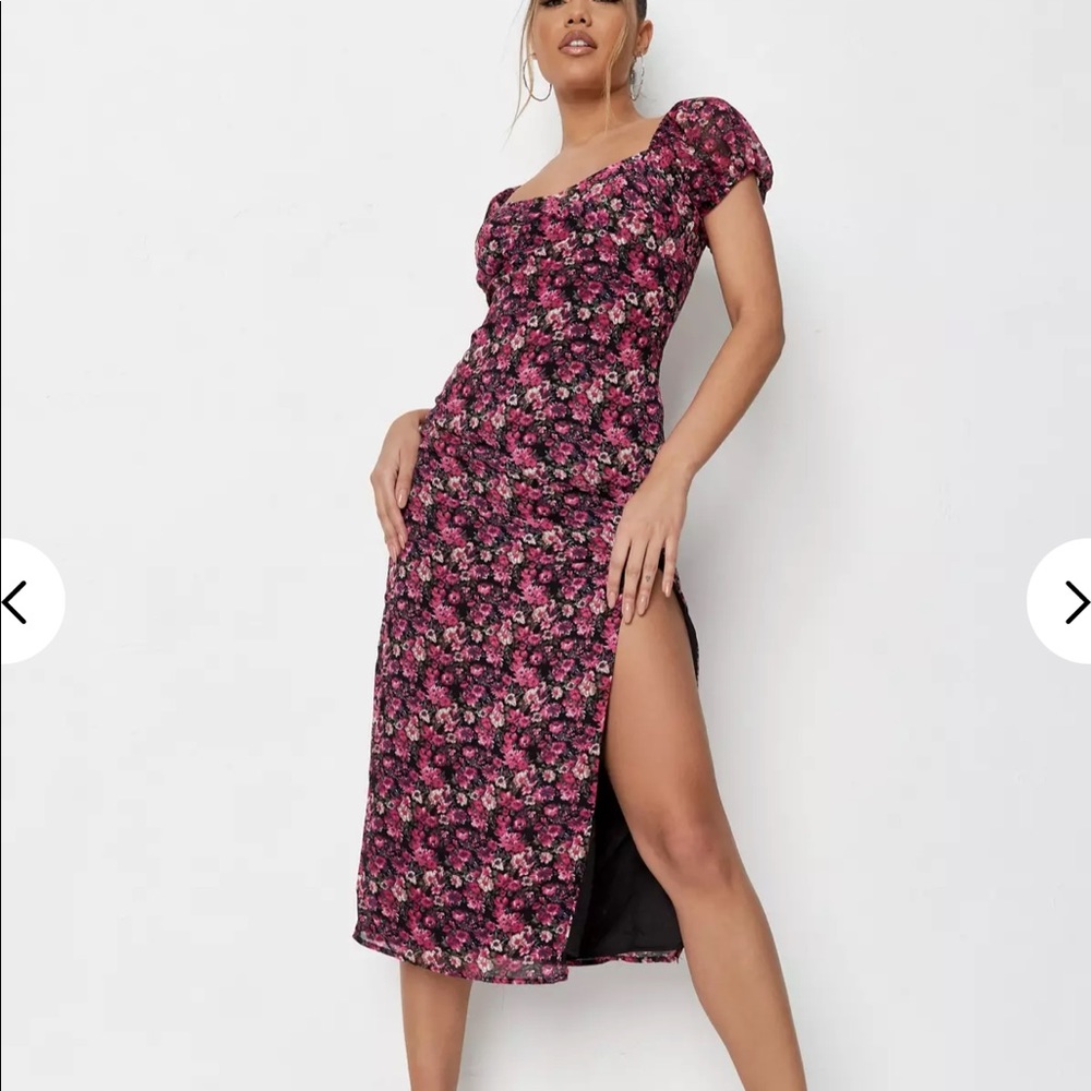 NWT Missguided Pink Floral Midi Dress 12